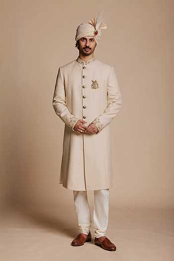 Classic Gold Embroidered Sherwani Set