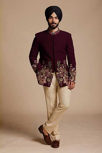 Embroidered Bandhgala Jacket & Pant Set