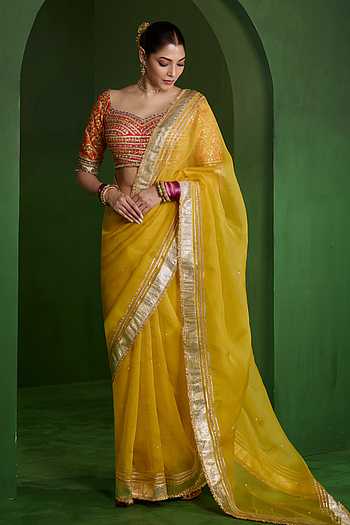 Sequin Booti Embroidered Saree With Blouse