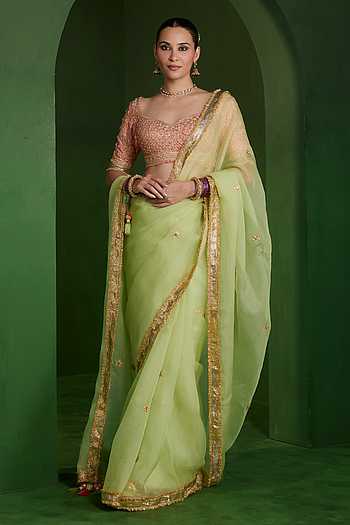 Border Embellished Saree With Blouse
