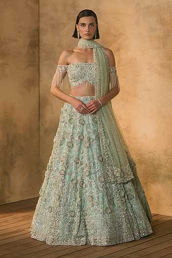 Glass Bead Embroidered Lehenga Set