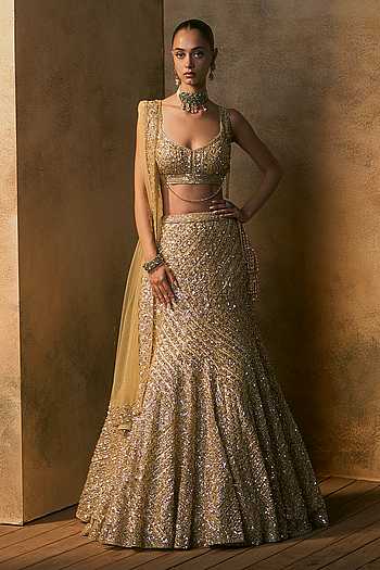 Soleil Tonal Sequin Embroidered Fishcut Lehenga Set