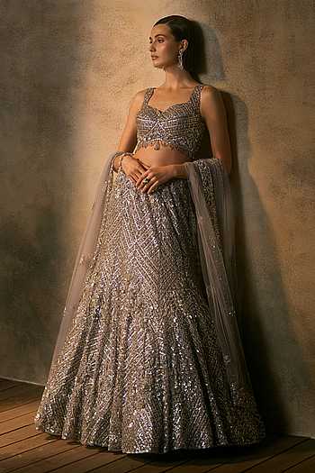 Brume Crystal Embroidered Fishcut Lehenga Set