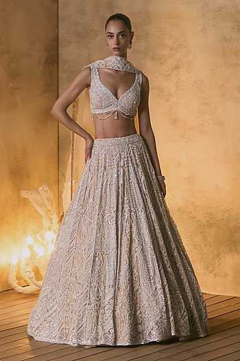 Vermeil Tonal Crystal Embroidered Lehenga Set