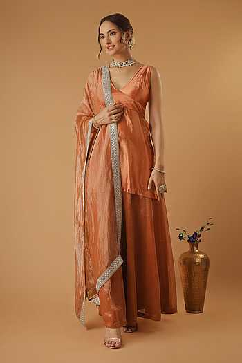 Zari Embroidered Kurta Sharara Set