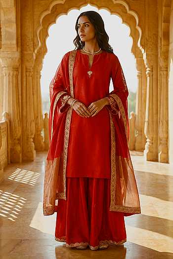 Embroidered Kurta Sharara Set