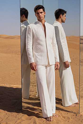 Geometric Embroidered Bandhgala Set