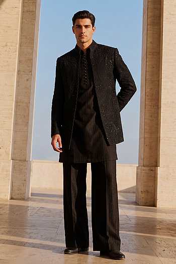 Embroidered Jacket & Kurta Set