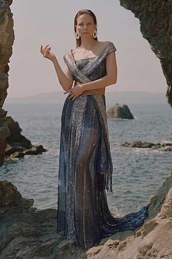 Galaxy Wrap Draped Dress