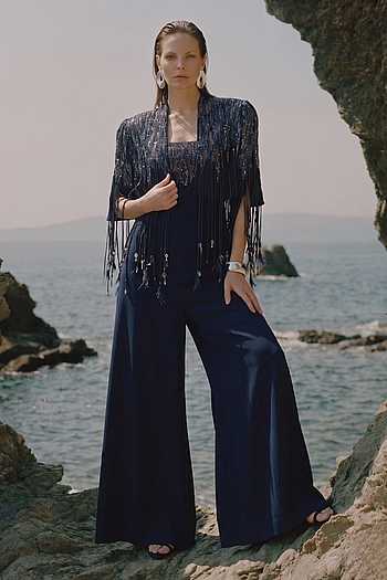 Meteor Embroidered Jumpsuit With Cape