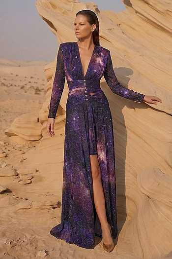 Galaxy Print Slit Dress