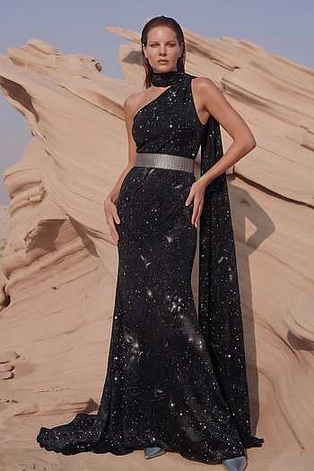 Galaxy Print Scarf Dress