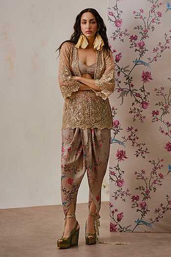 Embroidered Kurta & Dhoti Pant Set
