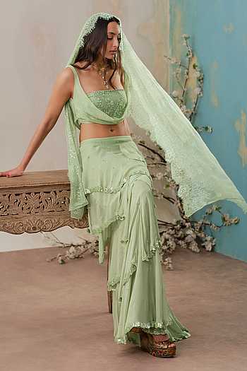 Cowl Neck Top Ruffle Skirt Set