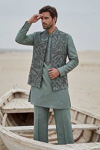 Textured Waistcoat & Kurta Set