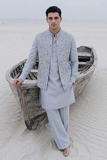 Embroidered Waistcoat & Kurta Set