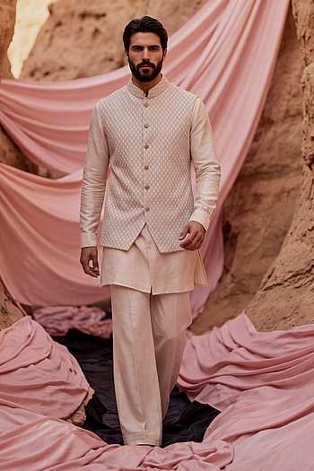 Woven Waistcoat & Kurta Set