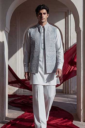 Textured Waistcoat & Kurta Set