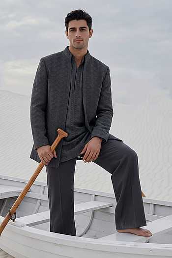 Embroidered Jacket & Kurta Set