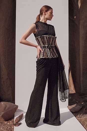 Sequinned Bodysuit & Draped Pant Set