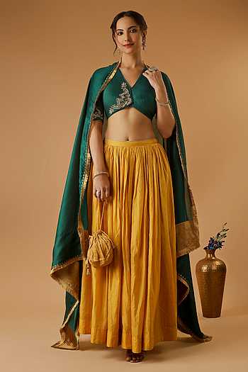 Embroidered Blouse Lehenga Set