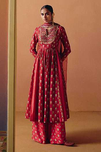 Ruhi Phulkari Print Anarkali Set
