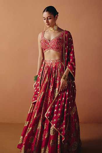 Ruhi Pleated Embroidered Lehenga Set