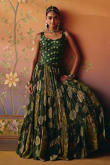 Seher Phulkari Print Lehenga & Corset Set