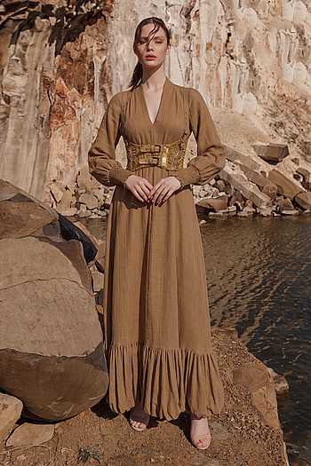 Dress With Embroidered Griddle Belt
