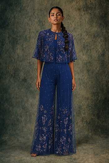 Flutter Embroidered Cape Pant Set