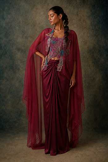 Cascade Embroidered Bustier Skirt Set