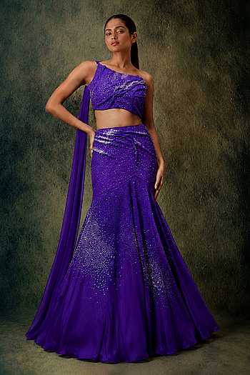 Solstice One Shoulder Blouse & Lehenga Set