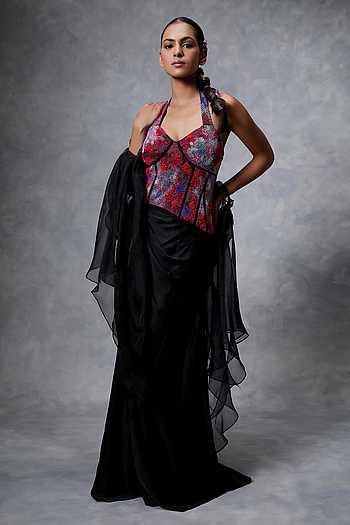 Trickle Embroidered Corset Skirt Set