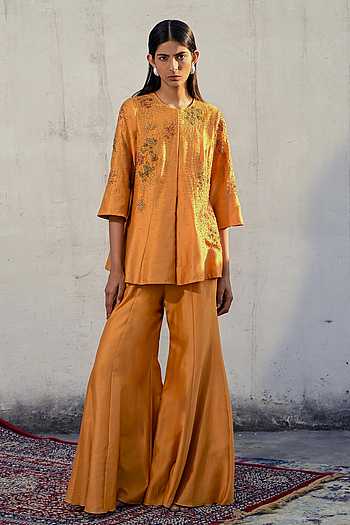 Gilded Embroidered Jacket & Sharara Set