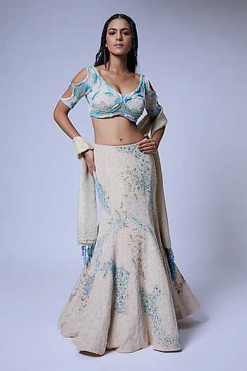 Grain Embellished Fish Tail Lehenga Set