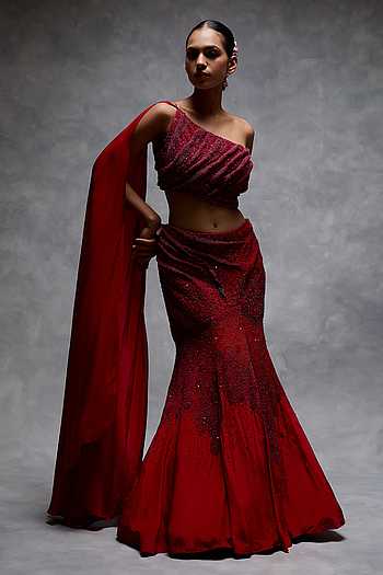 Sculpted Embroidered Lehenga & Blouse Set