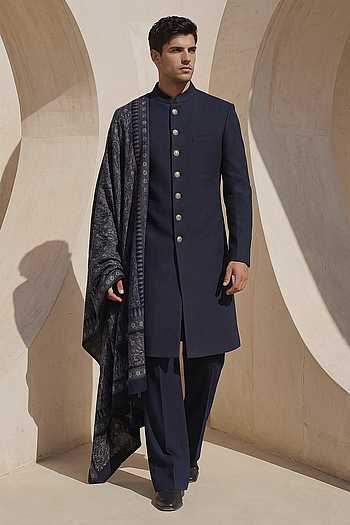 Kashmiri Pashmina Embroidered Sherwani Set