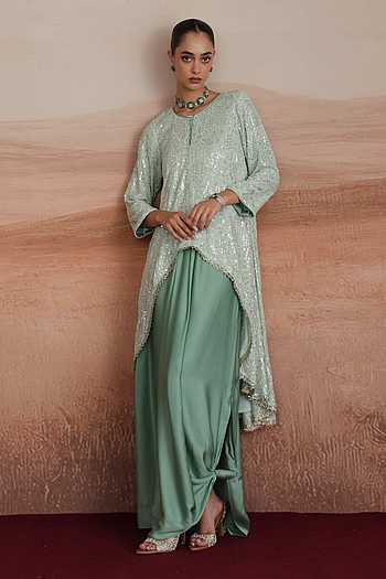 Serena Layered Kurta & Draped Skirt Set