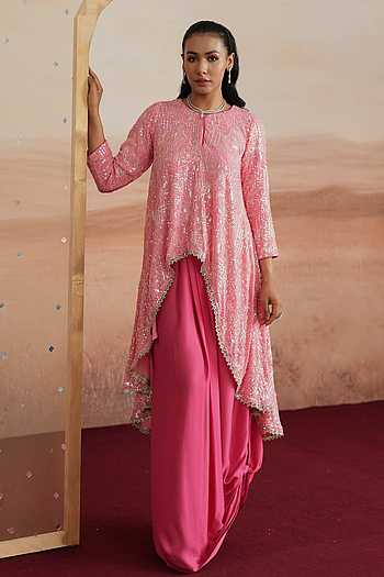 Serena Layered Kurta & Draped Skirt Set