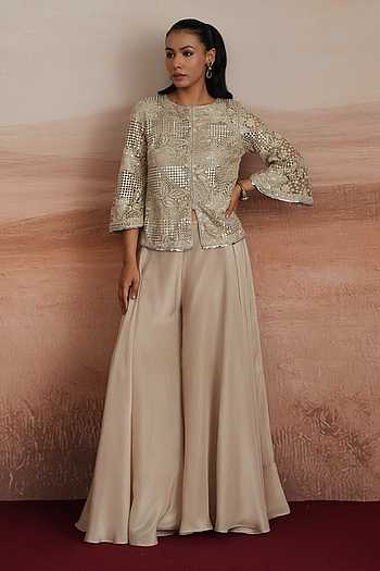 Sidra Embellished Jacket & Sharara Set