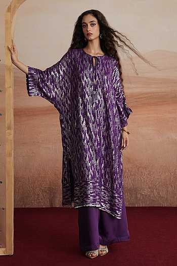 Alina Sequin Striped Kurta & Pant Set