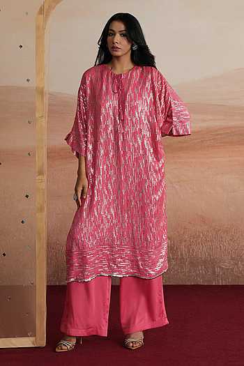 Alina Sequin Striped Kurta & Pant Set