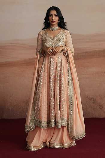 Nazneen Embroidered Anarkali Sharara Set