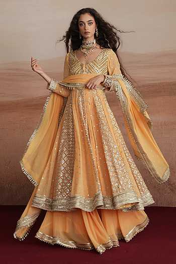 Nazneen Embroidered Anarkali Sharara Set