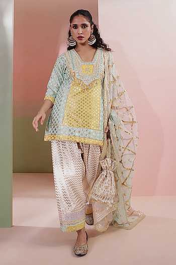 Adaa Geometric Woven Kurta Set