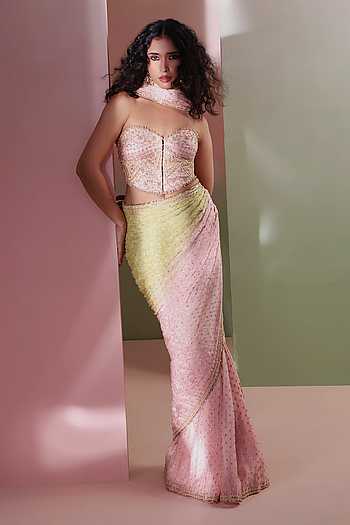 Embroidered Saree With Corset