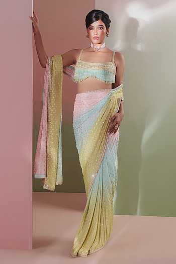 Rangrez Embroidered Saree & Blouse Set