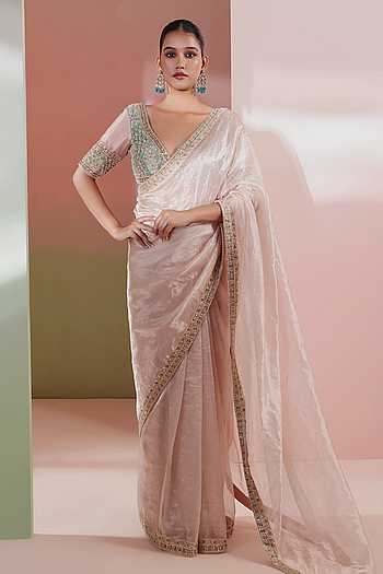 Zoya Border Embroidered Saree With Blouse