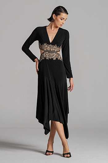 Metallic Floral Embroidered Dress