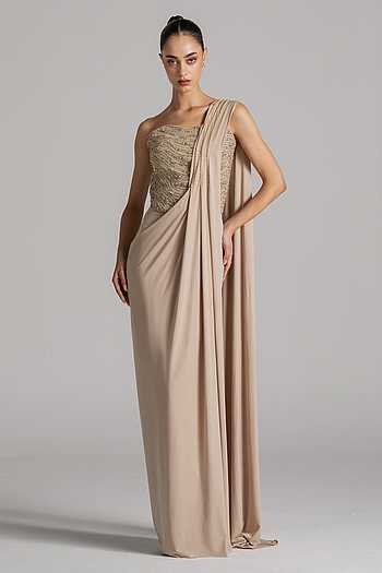Jersey Pre-Draped Saree & Blouse Set